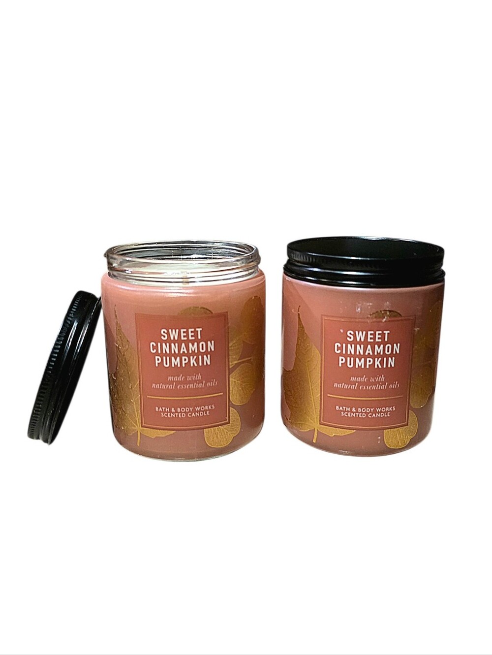 2 SWEET CINNAMON PUMPKIN SINGLE WICK CANDLES BY BATH AND BODY WORKS NEW